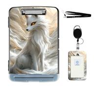 VOGDMKJG Heavy Duty Storage Clipboard(Side-Open) Slim Plastic Organization Case Box with ID Badge Holder & Pen Holder,Mystic White Fox File Case Portfolio for Letter A4 Size Nurses,Students,Coaches