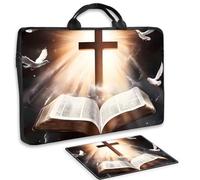 VOGDMKJG Laptop Sleeve Case for 15 inch MacBook With Mouse Pad, Computer Bag with Shockproof Neoprene& Soft Lining, Notebook Cover for Men Women Student Gift, Compatible with HP Dell Lenovo Bible Dove