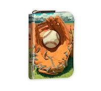 VOGDMKJG Leather Card Wallet for Women Men, RFID Blocking Accordion Credit Card Holder, Small Zip Around Pocket Wallet Purse with 12 Slots Pockets, Artistic Basketball Hoop, Geometric