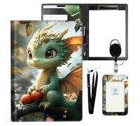 VOGDMKJG Leather Padfolio Clipboard with ID Badge Holder&Pen Holde,Cute Dragon Tree Professional Resume File Folder for Women Men,Fits 11-inch Tablet,Document Organizer for Busines Interview/School