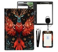 VOGDMKJG Leather Padfolio Clipboard with ID Badge Holder&Pen Holde,Mythical Phoenix Bird Professional Resume File Folder for Women,Fits 11-inch Tablet,Document Organizer for Busines Interview/School