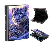 VOGDMKJG Metal Card Holder, Slim RFID Blocking Wallet for Men & Women, Minimalist Aluminium Credit Card Case with 6-8 Wide Slots, Compact Pocket-Friendly Gift, Snow Leopard Mother & Cub, Animal Print