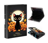 VOGDMKJG Metal Card Holder, Slim RFID Blocking Wallet for Men & Women, Minimalist Aluminium Credit Card Case with 6-8 Wide Slots, Compact Pocket-Friendly Gift, Cute Halloween Black Cat Pumpkin, Animal