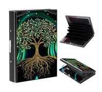 VOGDMKJG Metal Card Holder, Slim RFID Blocking Wallet for Men & Women, Minimalist Aluminium Credit Card Case with 6-8 Wide Slots, Compact Pocket-Friendly Gift, Tree of Life Aurora Spirit, Leaf