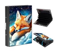 VOGDMKJG Metal Card Holder, Slim RFID Blocking Wallet for Men & Women, Minimalist Aluminium Credit Card Case with 6-8 Wide Slots, Compact Pocket-Friendly Gift, Kawaii Sleeping Fox Cloud, Animal Print