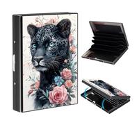 VOGDMKJG Metal Card Holder, Slim RFID Blocking Wallet for Men & Women, Minimalist Aluminium Credit Card Case with 6-8 Wide Slots, Compact Pocket-Friendly Gift, Black Panther with Pink Roses Floral