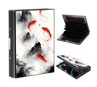 VOGDMKJG Metal Card Holder, Slim RFID Blocking Wallet for Men & Women, Minimalist Aluminium Credit Card Case with 6-8 Wide Slots, Compact Pocket-Friendly Gift, Zen Koi Fish Ink Wash Painting Art