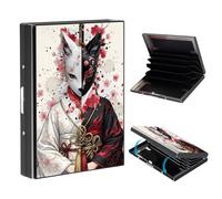 VOGDMKJG Metal Card Holder, Slim RFID Blocking Wallet for Men & Women, Minimalist Aluminium Credit Card Case with 6-8 Wide Slots, Compact Pocket-Friendly Gift, Japanese Fox Mask Girl, Floral