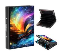 VOGDMKJG Metal Card Holder, Slim RFID Blocking Wallet for Men & Women, Minimalist Aluminium Credit Card Case with 6-8 Wide Slots, Compact Pocket-Friendly Gift, Magic Glowing Open Book Galaxy Nebula