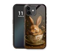 VOGDMKJG Phone Case for iPhone 12 - Wireless Charging Compatible Dual-Layer Hard Shell+TPUtective Phone Cover with Stylish Designs for Women/Man/Girl/Boy-Rabbit Cup
