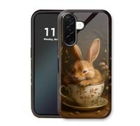 VOGDMKJG Phone Case for Samsung Galaxy A17 5G - Wireless Charging Compatible Dual-Layer Hard Shell+TPU Protective Phone Cover with Stylish Designs for Women/Man/Girl/Boy-Rabbit Cup