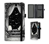 VOGDMKJG Premium Leather Checkbook Cover for Men Women, Multi-Functional Long Wallet with RFID Blocking, Business Card Holder & Pen Loop Slim Design, Ghost Library Bookcase, Gothic