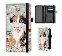 VOGDMKJG Premium Leather Checkbook Cover for Men Women, Multi-Functional Long Wallet with RFID Blocking, Business Card Holder & Pen Loop Slim Design, Cute Calico Cat Heart Village, Contemporary