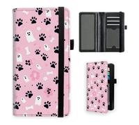 VOGDMKJG Premium Leather Checkbook Cover for Men Women, Multi-Functional Long Wallet with RFID Blocking, Business Card Holder & Pen Loop Slim Design, Pink Ghost Paw Halloween, Contemporary