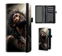 VOGDMKJG Premium Leather Checkbook Cover for Men Women, Multi-Functional Long Wallet with RFID Blocking, Business Card Holder & Pen Loop Slim Design, Jesus Christ Crown of Thorns, Contemporary