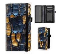 VOGDMKJG Premium Leather Checkbook Cover for Men Women, Multi-Functional Long Wallet with RFID Blocking, Business Card Holder & Pen Loop Slim Design, Golden Gator Skin Texture Luxury Art, Contemporary