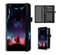 VOGDMKJG Premium Leather Checkbook Cover for Men Women, Multi-Functional Long Wallet with RFID Blocking, Business Card Holder & Pen Loop Slim Design, Little Girl Wolf, Contemporary