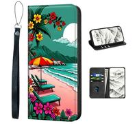 VOGDMKJG PU Leather+TPU Phone Case for Moto G Stylus 2025 5G/for Motorola Edge 60 Stylus- Stylish Flip Folio Wallet Cover Protective with Wrist Strap & Card Holder for On-The-Go Lifestyle Beach