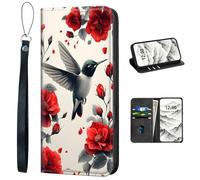 VOGDMKJG PU Leather+TPU Phone Case For Moto G Stylus 2025 5G/For Motorola Edge 60 Stylus-Stylish Flip Folio Wallet Cover Protective With Wrist Strap & Card Holder For On-the-Go Lifestyle Camellia Bird