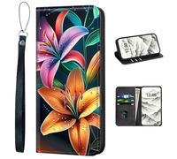 VOGDMKJG PU Leather+TPU Phone Case for Motorola One 5G Ace- Stylish Flip Folio Wallet Cover Protective with Wrist Strap & Card Holder for Women/Man/Girl/Boy On-The-Go Lifestyle Lilies