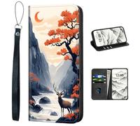 VOGDMKJG PU Leather+TPU Phone Case for Samsung Galaxy A07- Stylish Flip Folio Wallet Cover Protective with Wrist Strap & Card Holder for Women/Man/Girl/Boy On-The-Go Lifestyle Maple Deer