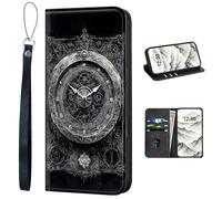 VOGDMKJG PU Leather+TPU Phone Case for Samsung Galaxy A23 4G/5G- Stylish Flip Folio Wallet Cover Protective with Wrist Strap & Card Holder for Women/Man/Girl/Boy On-The-Go Lifestyle Wall Clock