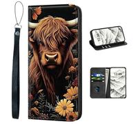 VOGDMKJG PU Leather+TPU Phone Case for Samsung Galaxy A53 5G- Stylish Flip Folio Wallet Cover Protective with Wrist Strap & Card Holder for Women/Man/Girl/Boy On-The-Go Lifestyle Highland Cow