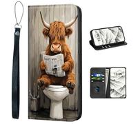 VOGDMKJG PU Leather+TPU Phone Case for Samsung Galaxy A53 5G- Stylish Flip Folio Wallet Cover Protective with Wrist Strap & Card Holder for Women/Man/Girl/Boy On-The-Go Lifestyle Toilet Cow