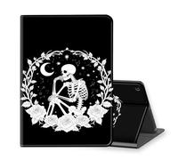 VOGDMKJG Stand Case for 7 Inch Fire 7 & Fire 7 Kids 12th Generation 2022 Release - Auto Sleep/Wake Multi-Angle View Protective Tablet Cover for Girl Boy Business Travel Black Skull