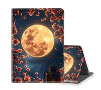 VOGDMKJG Stand Case for 7 Inch Fire 7 & Fire 7 Kids 12th Generation 2022 Release - Auto Sleep/Wake Multi-Angle View Protective Tablet Cover for Girl Boy Business Travel Peach Blossom Moon