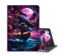 VOGDMKJG Stand Case for iPad Pro 13 Inch Case (M4) 2024 7th Generation- Auto Sleep/Wake Multi-Angle View Protective Tablet Cover for Girl Boy Business Travel Midnight Boat