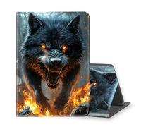 VOGDMKJG Stand Case for Kindle Paperwhite 11th Generation 6 Inch 2024/2022 Release E-Reader - Auto Sleep/Wake Multi-Angle View Protective Tablet Cover for Girl Boy Business Travel Wolf Fire