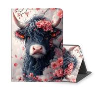 VOGDMKJG Stand Case for Kindle Scribe 2024/2022 Release 10.2 Inch E-Reader -Auto Sleep/Wake Multi-Angle View Protective Tablet Cover for Girl Boy Business Travel Peach Blossom Cow