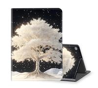 VOGDMKJG Stand Case for Lenovo Smart Tab M10 Plus 2020 3rd Gen 10.6" - Auto Sleep/Wake Multi-Angle View Protective Tablet Cover for Girl Boy Business Travel Silver White Tree