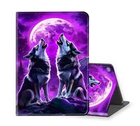 VOGDMKJG Stand Case for Lenovo Smart Tab M10 Plus 2020 3rd Gen 10.6" - Auto Sleep/Wake Multi-Angle View Protective Tablet Cover for Girl Boy Business Travel Wolf Purple Moon
