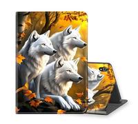 VOGDMKJG Stand Case for Lenovo Smart Tab P11/Tab P11 Plus 2021 11 inch - Auto Sleep/Wake Multi-Angle View Protective Tablet Cover for Girl Boy Business TravelWhite Arctic Wolf
