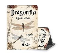 VOGDMKJG Stand Case for Microsoft Surface Pro 7 2019/Pro 6 2018/Pro 5 2017/Pro 4 2015 Release 12.3"-Auto Sleep/Wake Multi-Angle View Protective Tablet Cover for Girl Boy Travel Beige Dragonfly