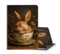 VOGDMKJG Stand Case for Samsung Galaxy Tab 12.4" S10 Plus 2024/S9 FE Plus/S9 Plus 5G 2023 - Auto Sleep/Wake Multi-Angle View Protective Tablet Cover for Girl Boy Business Travel Rabbit Cup