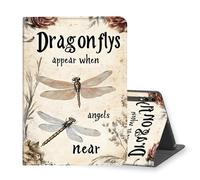 VOGDMKJG Stand Case for Samsung Galaxy Tab 14.6" S10 Ultra 2024/S9 Ultra 2023/S8 Ultra 2022 - Auto Sleep/Wake Multi-Angle View Protective Tablet Cover for Girl Boy Business Travel Beige Dragonfly