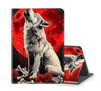 VOGDMKJG Stand Case for Samsung Galaxy Tab A7 Lite 8.7 Inch 2021 Release - Auto Sleep/Wake Multi-Angle View Protective Tablet Cover for Girl Boy Business Travel Red Moon Wolf