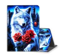 VOGDMKJG Stand Case for Samsung Galaxy Tab A7 Lite 8.7 Inch 2021 Release - Auto Sleep/Wake Multi-Angle View Protective Tablet Cover for Girl Boy Business Travel Wolf Rose