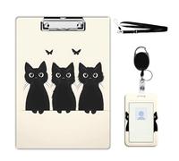 VOGDMKJG Three Cats Clipboard with ID Card Holder - 9x12.5 Inch Acrylic Letter Size Clip Board, Hardboard Clipboard with Metal Clip Aesthetic Office Supplies for Nurses/Teachers/Students