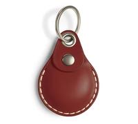 VogDuo Durable Leather Case for Apple AirTag - Full Cover Braided Lanyard Key Ring Secure Tracker Case for Wallet, Backpack, Luggage, Cat Dog Collar (Red)