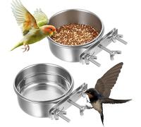Vogelfutternapf Käfig | Vogeltränke Edelstahl | Futterstation Vogel - 2er Set Edelstahl 10x4.5 cm Auslaufsicher Hängend | Futternapf Tauben Hühner Chinchillas Mäuse | Innenbereich Stall Voliall Ere