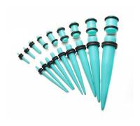 vogem 18Pcs Cyan Green Ear Stretching Kit 14G-00G/1.6mm-10mm Ear Gauges Expander Set Acrylic Tapers and Plugs Body Piercing Jewelry Set For Women and Men