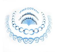 vogem 84Pcs Sea Blue Ear Stretching Kit 1.6mm-12mm Ear Gauges Expander Set Acrylic Tapers Plugs Silicone Tunnels Ox Horn-shaped Spiral Tapers Body Piercing Jewelry Set for Women and Men
