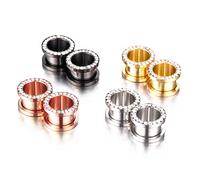vogem 8Pcs 4Colors Set Stainless Steel Tunnels Expander Zirconia Hypoallergenic Double Flare Ear Tunnel Accessories Stretching Kit Body Piercing Earrings Women Men 8mm