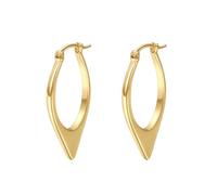 Vogem Gold Plated Creole Earrings Thin Gold Huggie Hoops Teardrop Press Dangle Hoop Earrings for Women Minimalist Dainty Stainless Steel Piercing Jewelry Hypoallergenic Daily Party Wear(40 * 20mm)