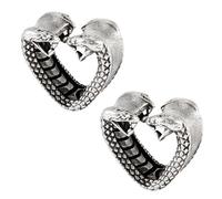 vogem Silver Snake Ear Stretching for Men Women Heart Flared Tunnel Gauges Expander Hypoallergenic Stainless Steel Piercing Earrings(12mm)