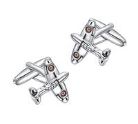 Vogem Spitfire Cufflinks for Men Silver Stainless Steel Military Plane Aeroplane Cufflinks Man Novelty Jewellery Gift
